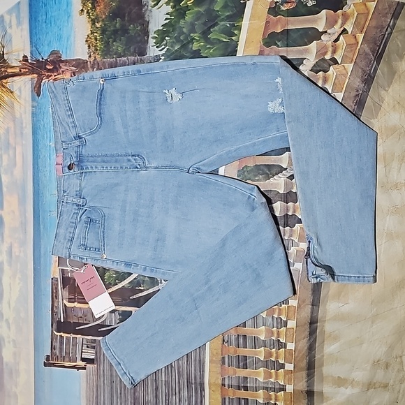 Stefany Jeans Denim - Stefany Jeans Distressed High-Rise Skinny Zippered Ankle Jeans Size 11/12 NEW‎